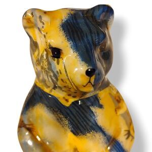 Ceramic Polar Bear Decoupage Patchwork Artic Ocean 6" Tall Porcelain Figurine